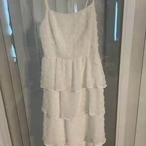 White Tiered Sleeveless Dress